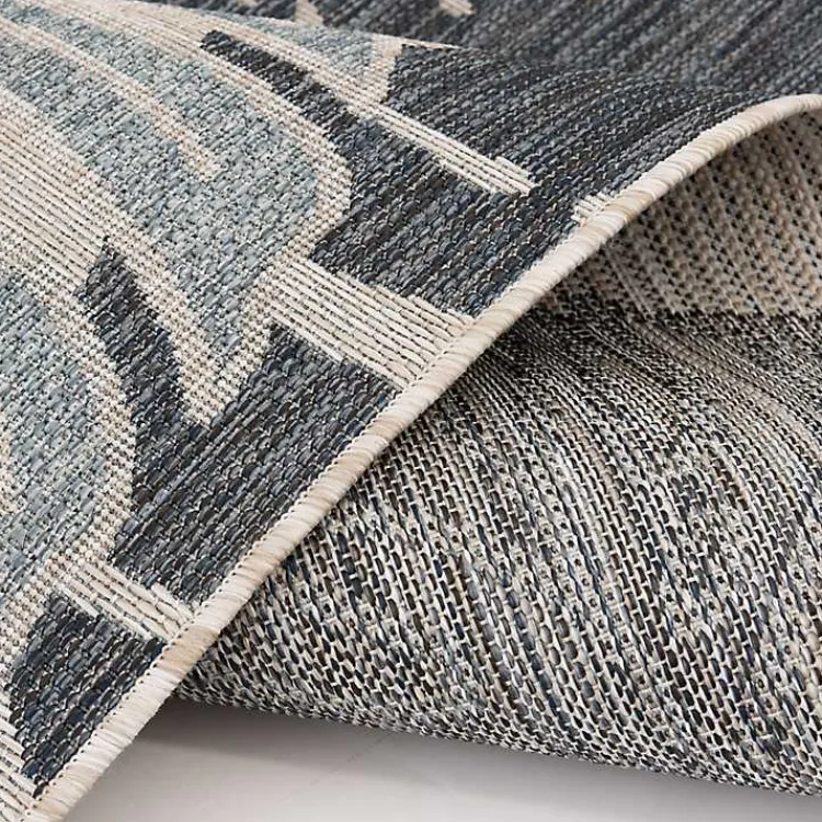 Outdoor Rugs-Kirklands Home Tropical Leaf Indoor/Outdoor Area Rug, 5x7 Blue