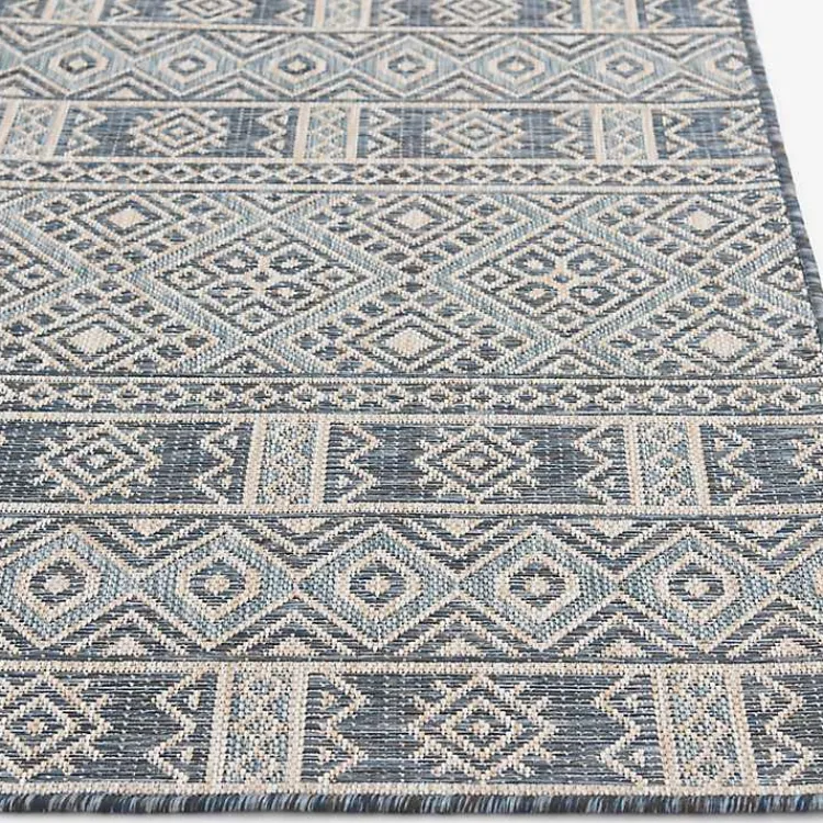 Outdoor Rugs-Kirklands Home Draya Indoor/Outdoor Area Rug, 5x7 Blue