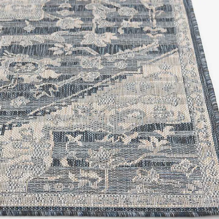 Outdoor Rugs-Kirklands Home Medallion Lava Indoor/Outdoor Area Rug, 7x9 Blue