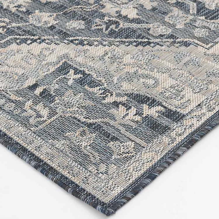 Outdoor Rugs-Kirklands Home Medallion Lava Indoor/Outdoor Area Rug, 7x9 Blue
