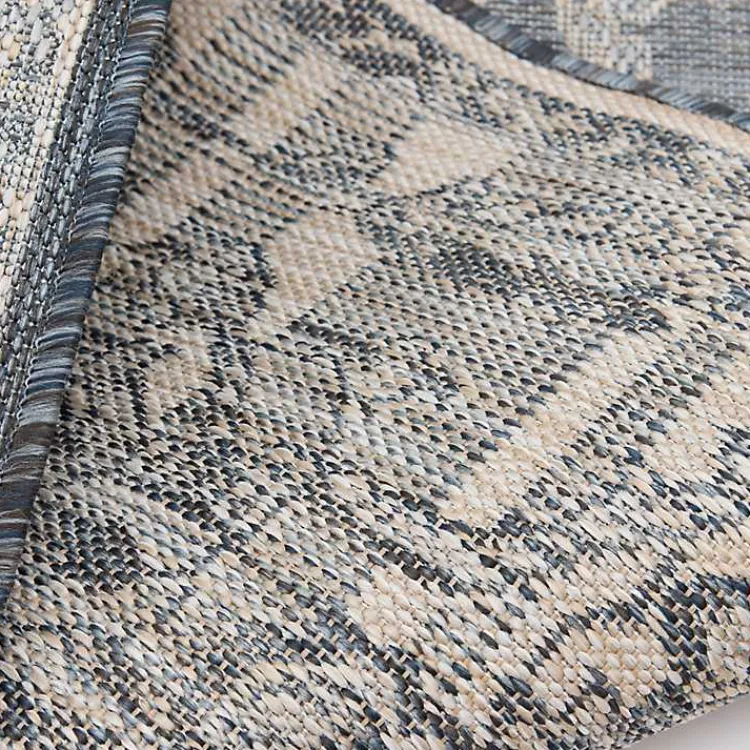 Outdoor Rugs-Kirklands Home Medallion Lava Indoor/Outdoor Area Rug, 7x9 Blue