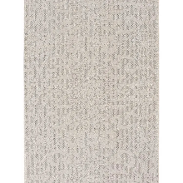 Outdoor Rugs-Kirklands Home Auckland Damask Outdoor Area Rug, 7x9 Gray