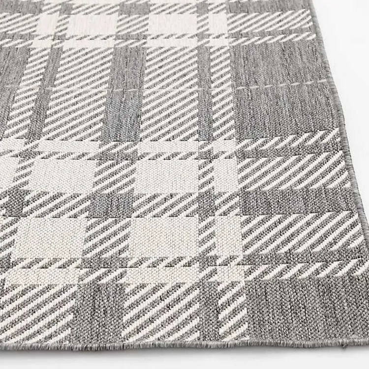 Outdoor Rugs-Kirklands Home Priya Plaid Indoor/Outdoor Area Rug, 5x7 Gray
