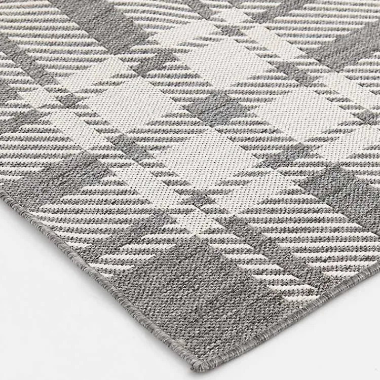 Outdoor Rugs-Kirklands Home Priya Plaid Indoor/Outdoor Area Rug, 5x7 Gray