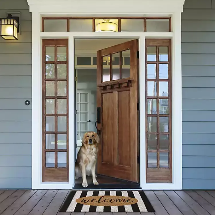 Doormats-Kirklands Home Welcome Cabana Stripe Coir Doormat