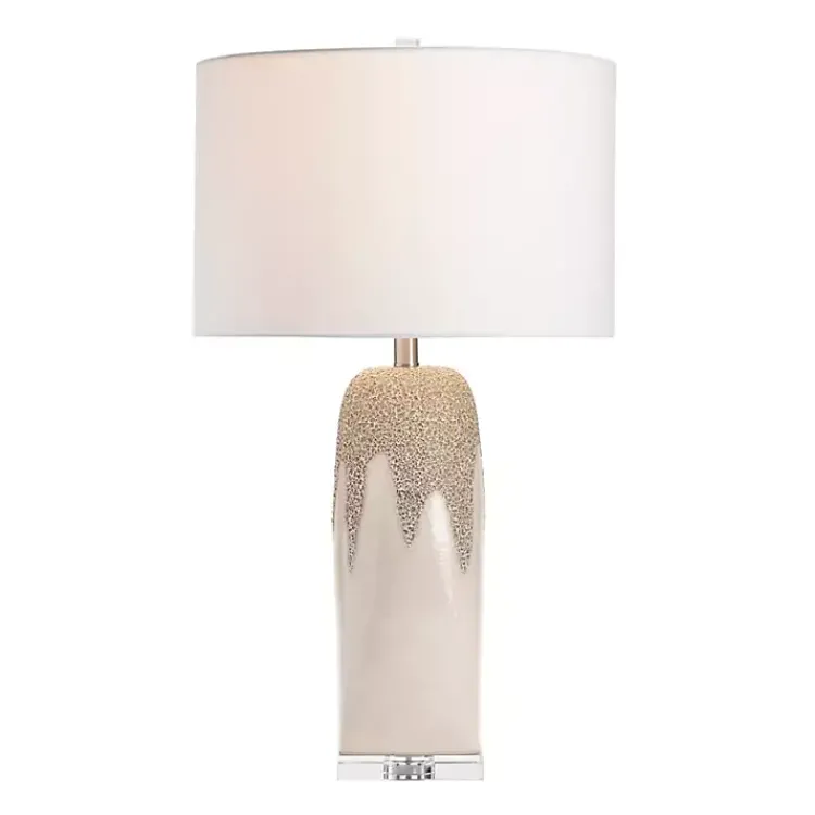 Table Lamps-Kirklands Home Ivory Ceramic Textured Base Table Lamp White