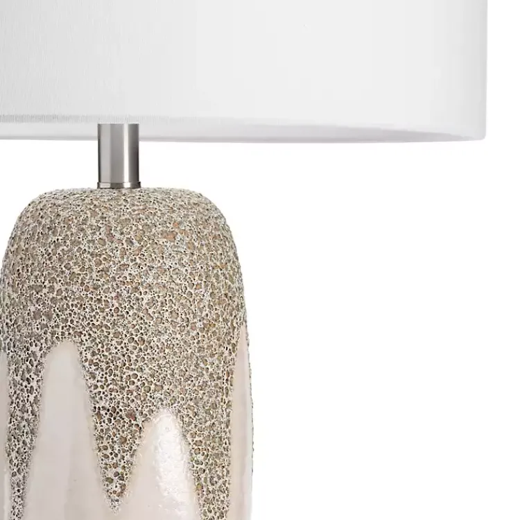 Table Lamps-Kirklands Home Ivory Ceramic Textured Base Table Lamp White
