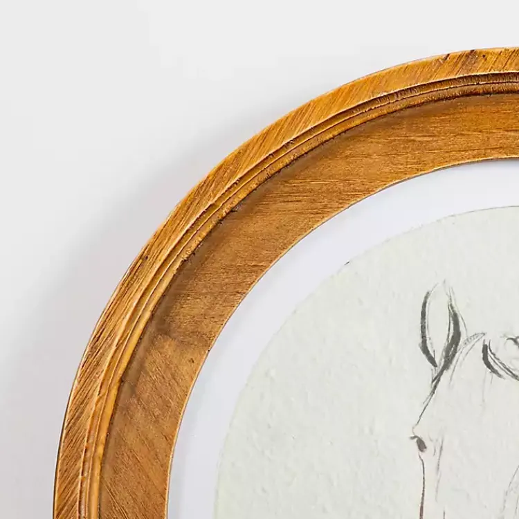 Framed Art-Kirklands Home Round Horse Portrait Framed Art Print White