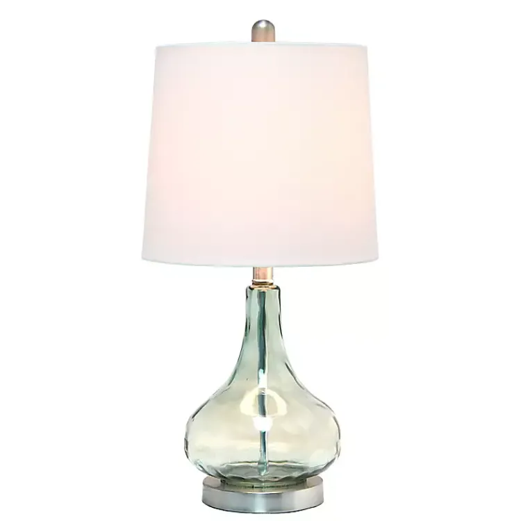 Table Lamps-Kirklands Home Green Glass Ripple Table Lamp White