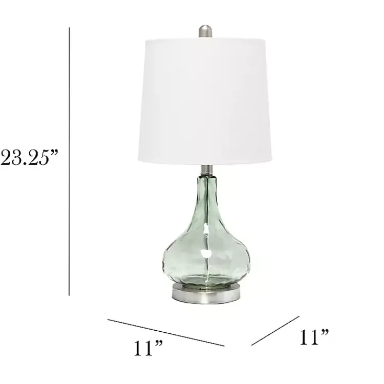 Table Lamps-Kirklands Home Green Glass Ripple Table Lamp White
