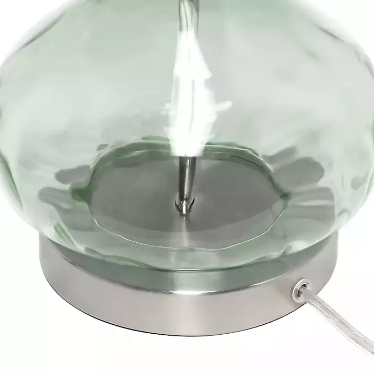 Table Lamps-Kirklands Home Green Glass Ripple Table Lamp White