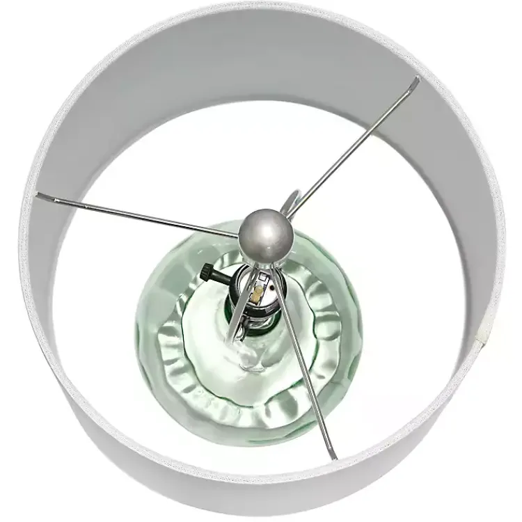 Table Lamps-Kirklands Home Green Glass Ripple Table Lamp White