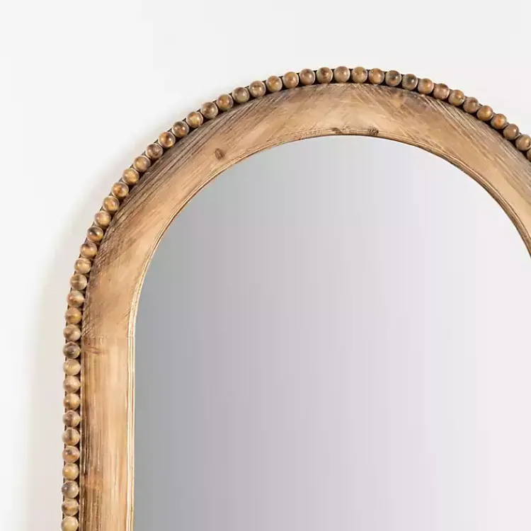 Decorative Mirrors-Kirklands Home Natural Wood Beaded Arch Leaner Mirror