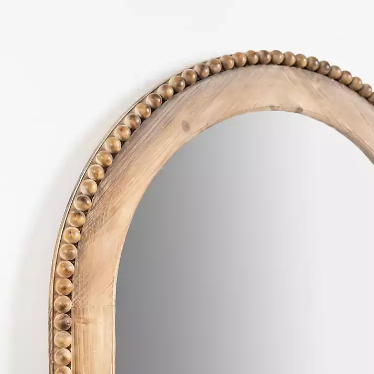 Decorative Mirrors-Kirklands Home Natural Wood Beaded Arch Leaner Mirror