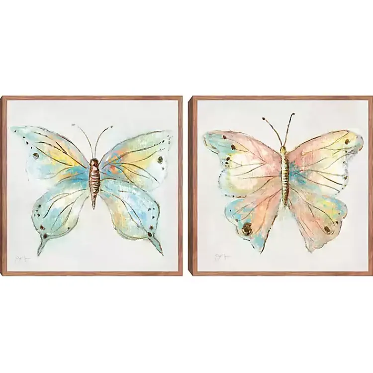 Canvas Art-Kirklands Home Colorful Butterfly Framed Canvas Prints, Set of 2 Multi