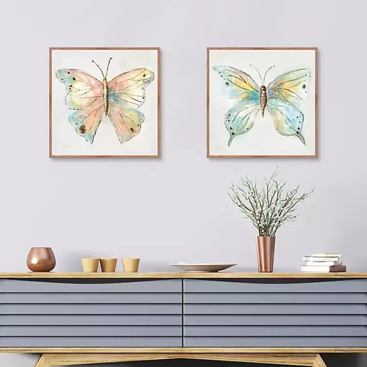 Canvas Art-Kirklands Home Colorful Butterfly Framed Canvas Prints, Set of 2 Multi