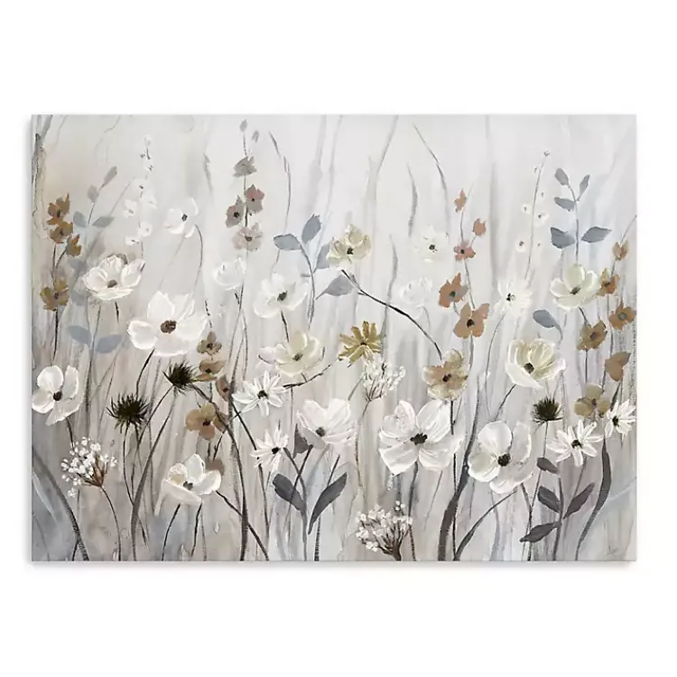Canvas Art-Kirklands Home Misty Meadow Field Large Canvas Art Print Gray