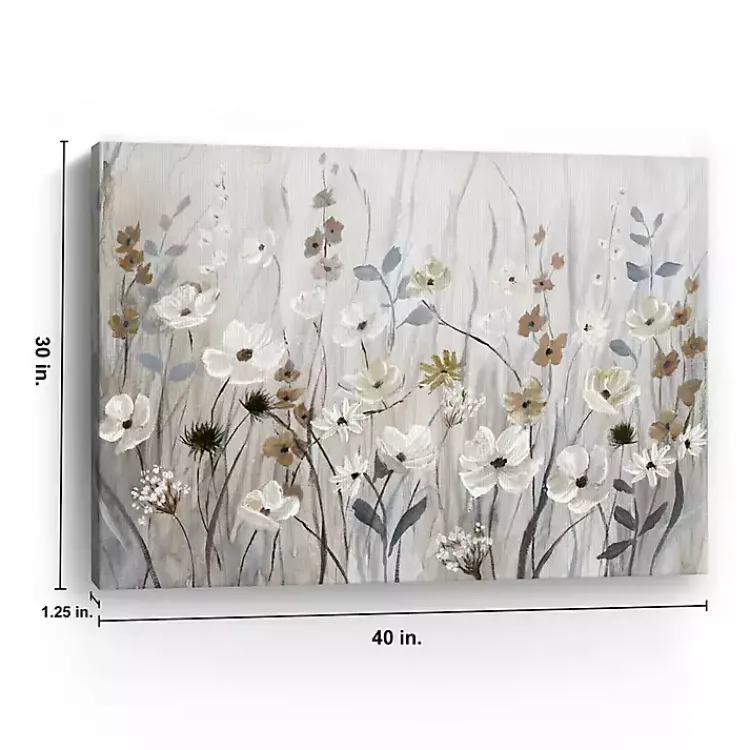 Canvas Art-Kirklands Home Misty Meadow Field Large Canvas Art Print Gray