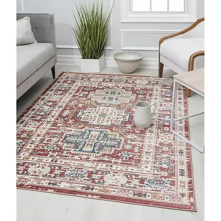 Area Rugs-Kirklands Home Red Cardinal Sundara Gabriel Area Rug, 5x7