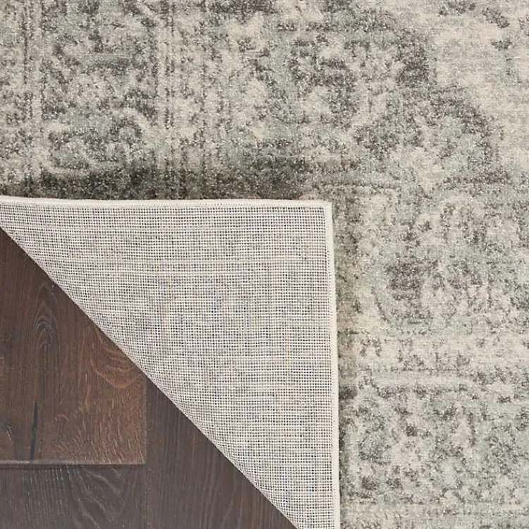 Area Rugs-Kirklands Home Ivory and Gray Oushak Medallion Area Rug, 5x7