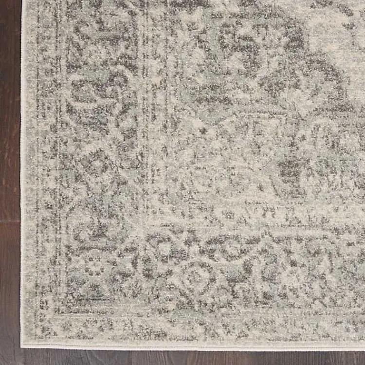 Area Rugs-Kirklands Home Ivory and Gray Oushak Medallion Area Rug, 6x9