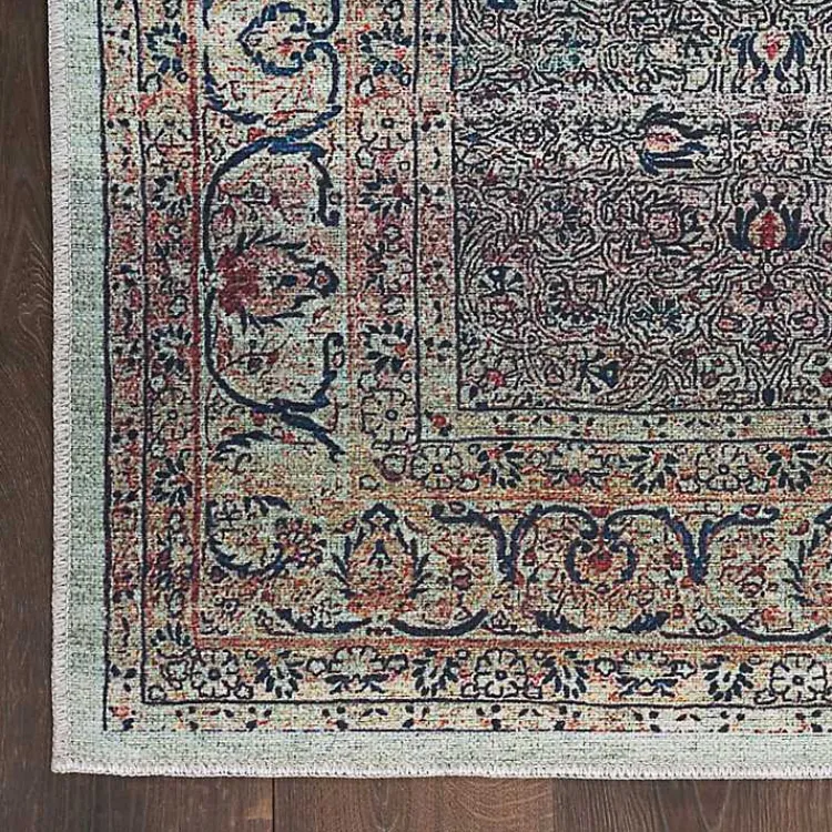 Area Rugs-Kirklands Home Dark Vintage Floral Washable Area Rug, 7x9 Gray