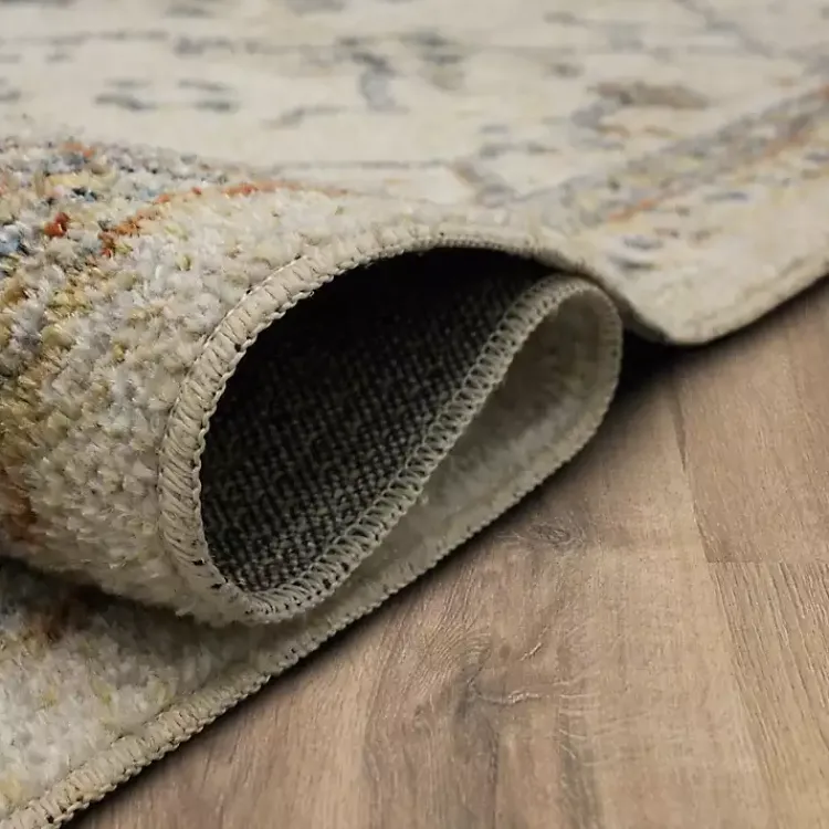 Area Rugs-Kirklands Home Cream Granary Floral Runner, 2x10 Ivory