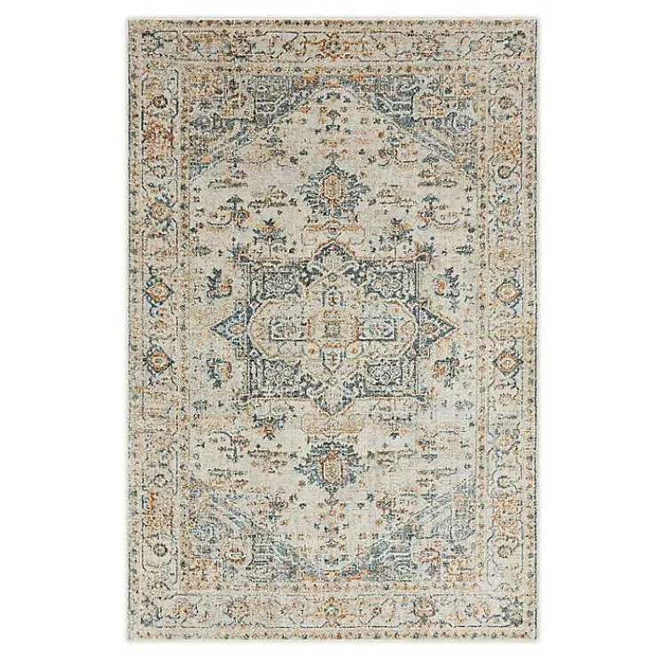 Area Rugs-Kirklands Home Cream Hartley Medallion Area Rug, 6x9 Ivory