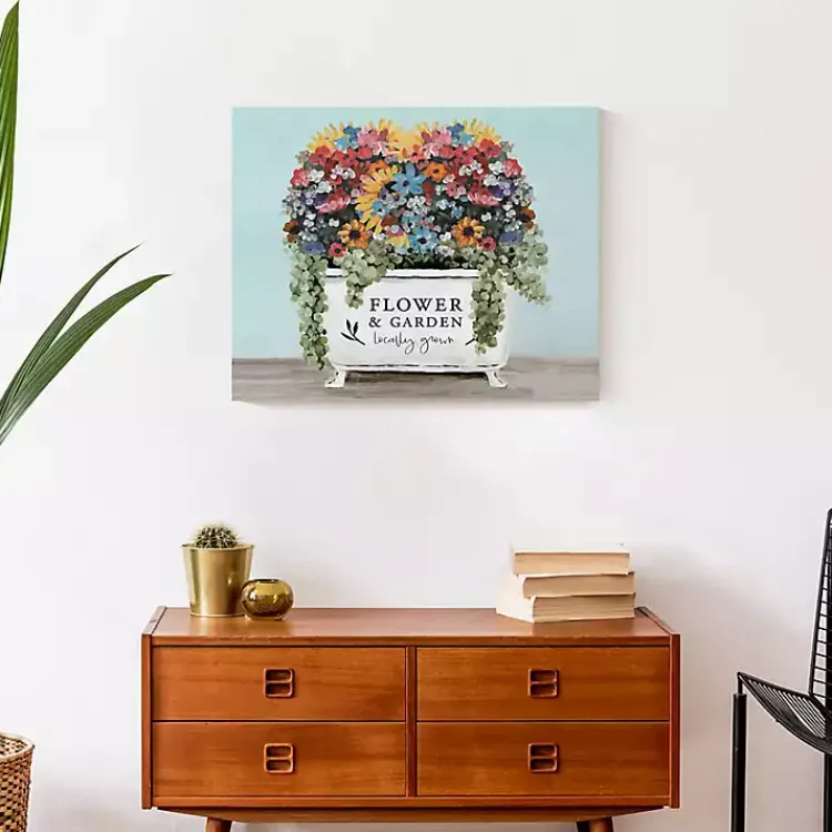 Canvas Art-Kirklands Home Floral Bathtub Canvas Art Print Multi