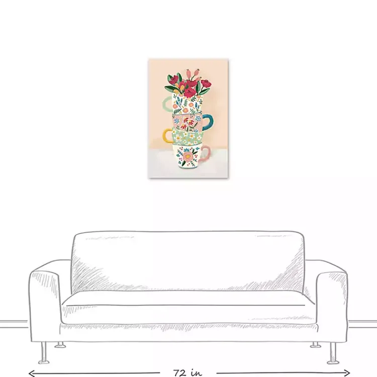 Canvas Art-Kirklands Home Stacked Floral Mugs Canvas Art Print