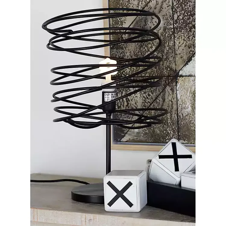 Table Lamps-Kirklands Home Metal Swirl Table Lamp Black