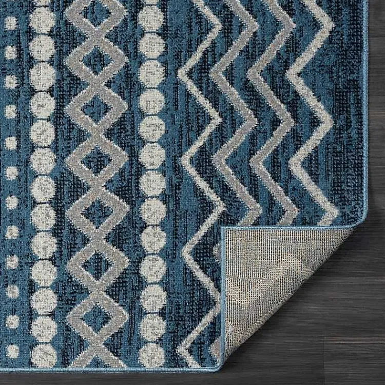 Area Rugs-Kirklands Home Geometric Stripe Washable Area Rug, 5x7 Blue
