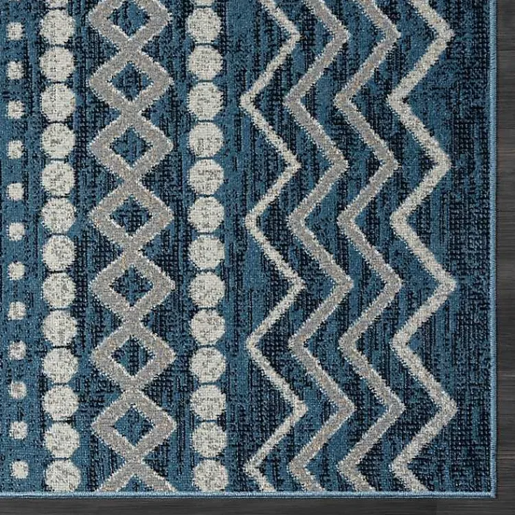 Area Rugs-Kirklands Home Geometric Stripe Washable Area Rug, 5x7 Blue