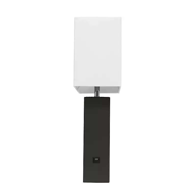 Table Lamps-Kirklands Home Faux Leather Charging Table Lamp Black