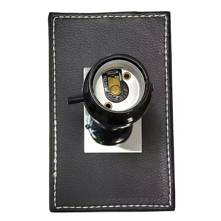 Table Lamps-Kirklands Home Faux Leather Charging Table Lamp Black
