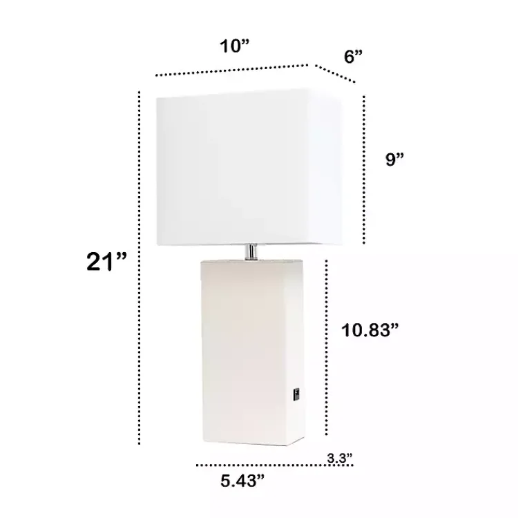 Table Lamps-Kirklands Home Faux Leather Charging Table Lamp White