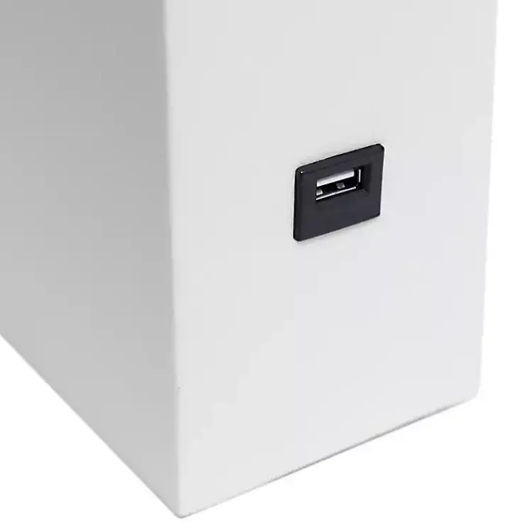 Table Lamps-Kirklands Home Faux Leather Charging Table Lamp White