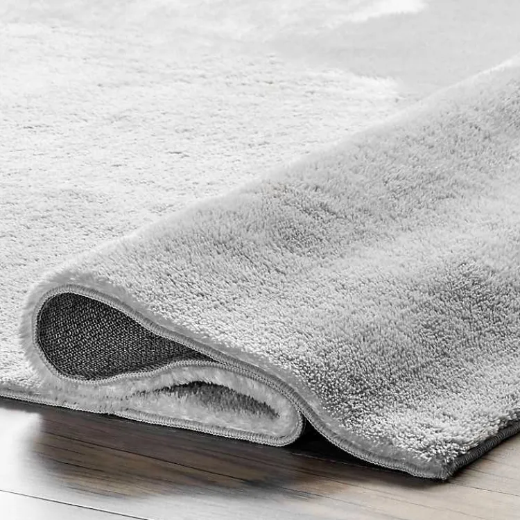 Area Rugs-Kirklands Home Light Gray Shag Washable Area Rug, 5x8