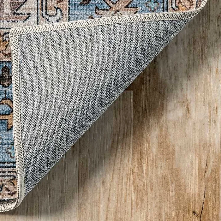 Area Rugs-Kirklands Home Blue Distressed Medallion Washable Area Rug, 5x8