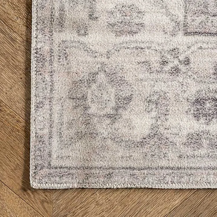 Area Rugs-Kirklands Home Flo Vintage Medallion Washable Area Rug, 6x9 Gray
