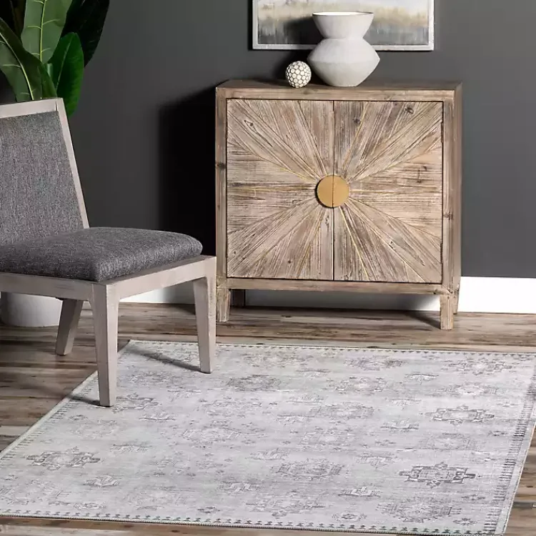 Area Rugs-Kirklands Home Lottie Vintage Washable Area Rug, 5x8 Gray