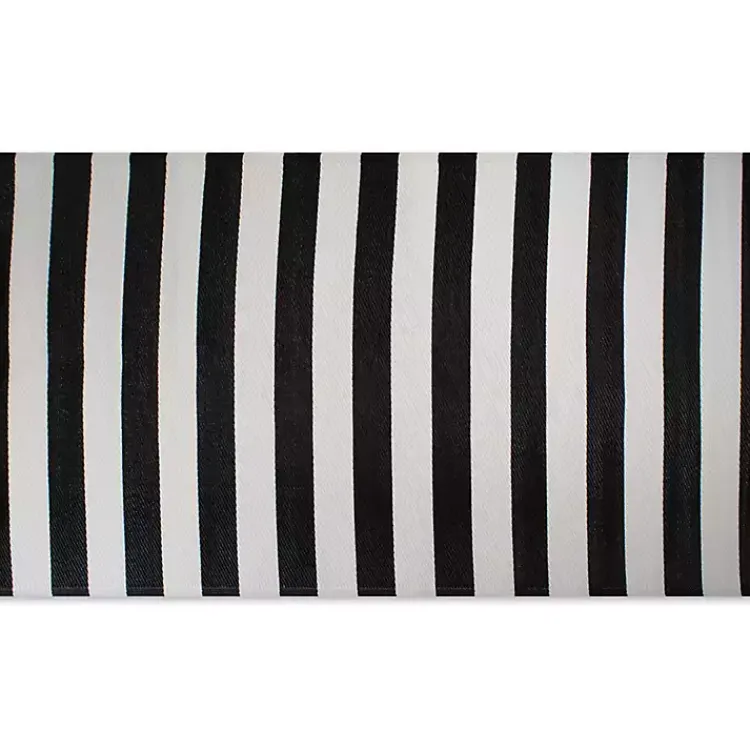 Outdoor Rugs-Kirklands Home Black and White Rugby Stripe Outdoor Area Rug, 5x8