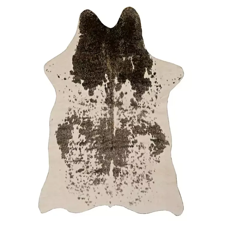 Area Rugs-Kirklands Home Brown and White Faux Cow Hide Area Rug, 5x7