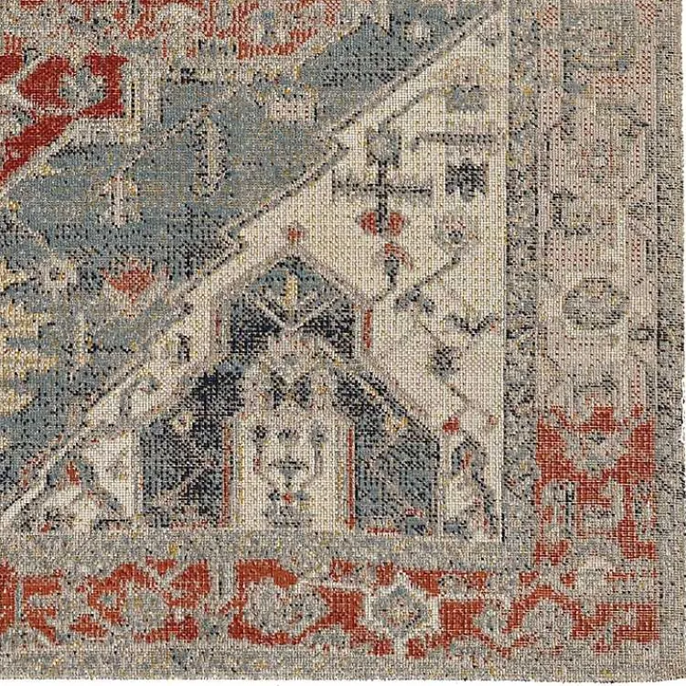 Area Rugs-Kirklands Home Gray and Blue Traditional Medallion Area Rug, 8x10