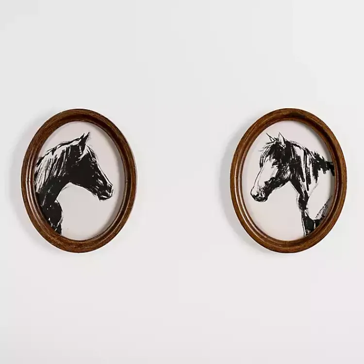 Framed Art-Kirklands Home Oval Horse Portrait Framed Art Prints, Set of 2
