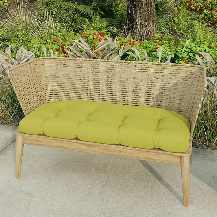 Outdoor Cushions & Pillows-Kirklands Home French Edge Outdoor Wicker Settee Cushion Green