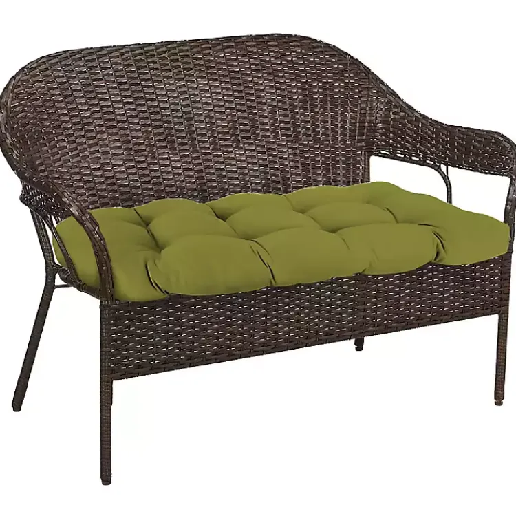 Outdoor Cushions & Pillows-Kirklands Home French Edge Outdoor Wicker Settee Cushion Green
