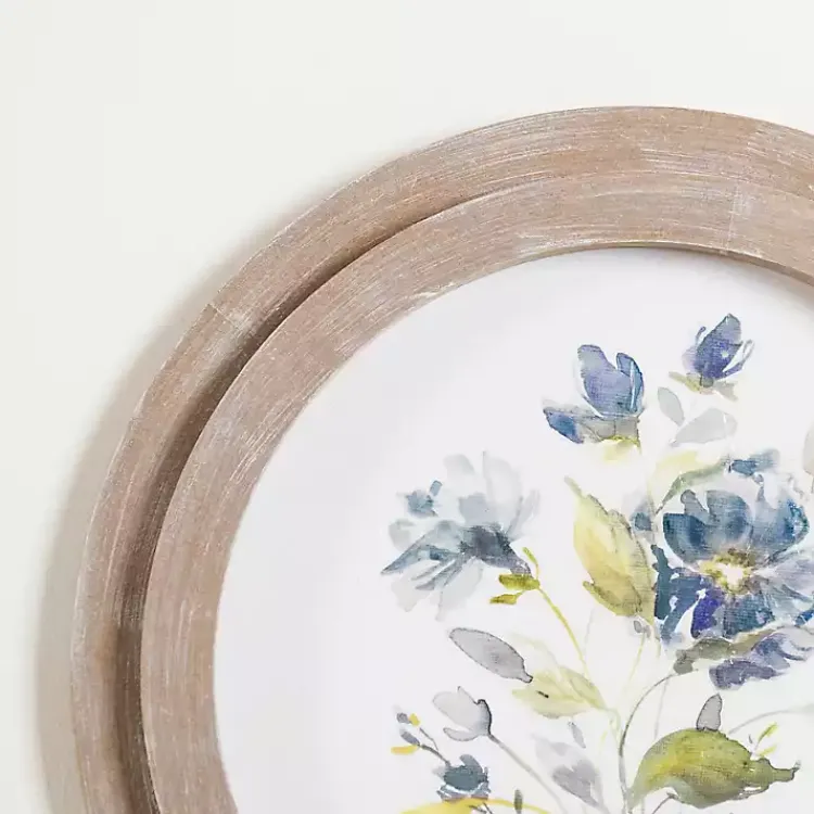 Framed Art-Kirklands Home Round Blue Florals I Framed Art Print