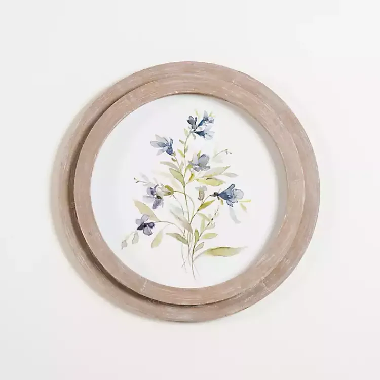 Framed Art-Kirklands Home Round Blue Florals II Framed Art Print