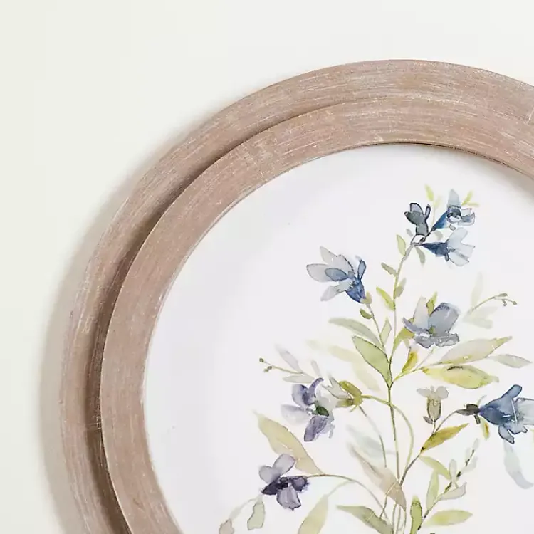 Framed Art-Kirklands Home Round Blue Florals II Framed Art Print